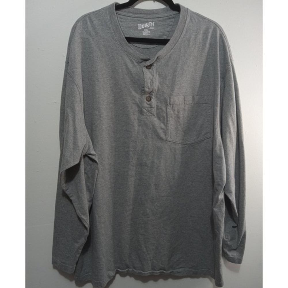 Duluth Trading Co. 2XL Gray Longtail Henley Shirt Relaxed Fit Long Sleeve